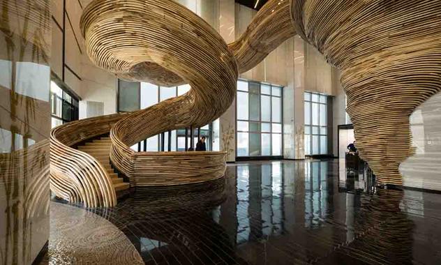 Escalera orgánica de madera de Tulipwood estadounidense