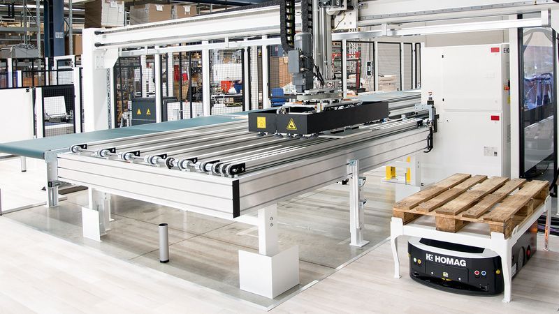 TRANSBOT, by HOMAG: Encadenamiento flexible a través de vehículos de guiado automático