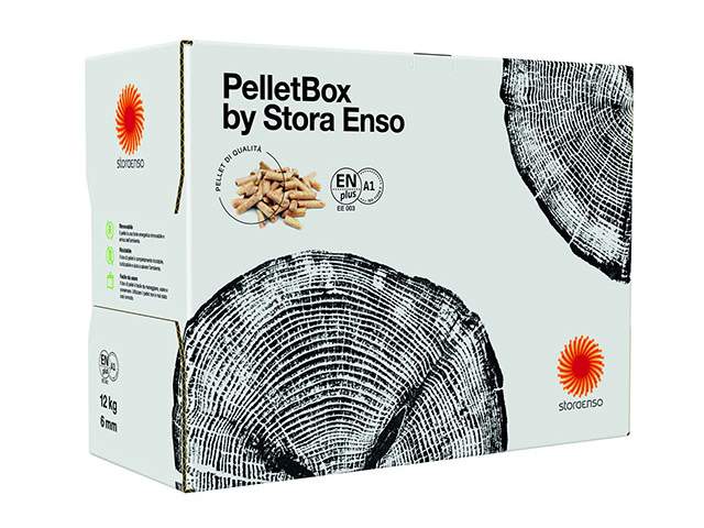 STORA ENSO presenta una caja de cartón como nuevo formato para los pellets de madera