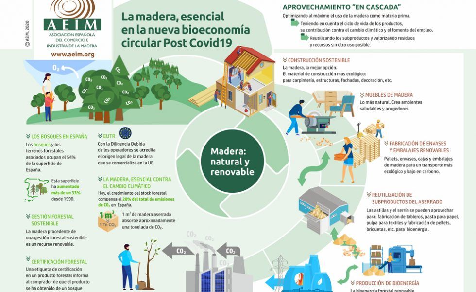 AEIM presenta la infografía: “La madera, esencial en la nueva bioeconomía circular Post Covid19”