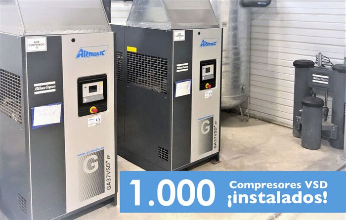 AIRMATIC alcanza la cifra de 1.000 compresores ATLAS COPCO VSD vendidos