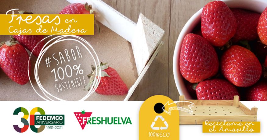 FRESHUELVA y FEDEMCO promocionan las fresas de Huelva en envases de madera